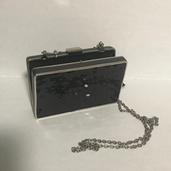 BEBE Black Sequins Box Purse NWT - Picture 1 of 3
